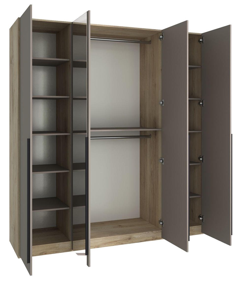 Шкаф для одежды 4 дверный Сиэтлс зеркалом, бежевый