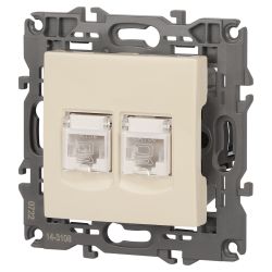 Розетка ЭРА Elegance 14-3108-02 информационная двойная 2хRJ45 IP20 слоновая кость