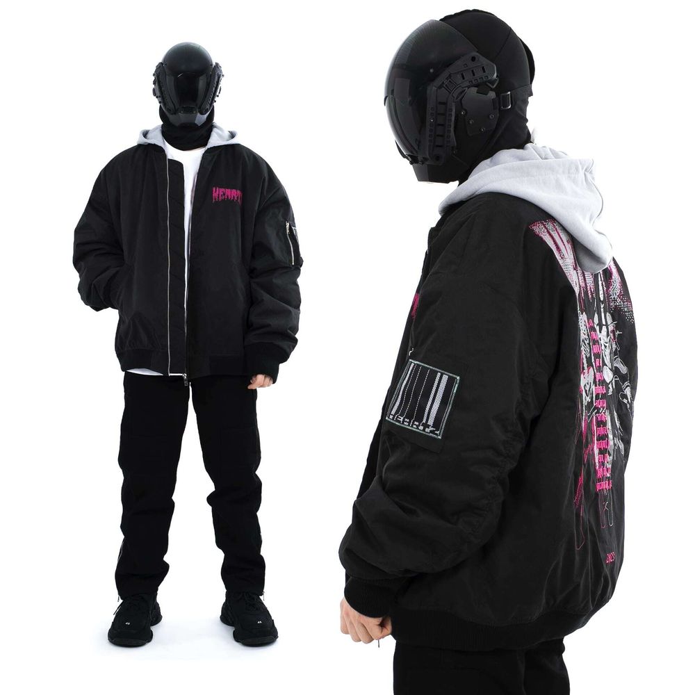 Купить Бомбер Heartz Double Barreled Oversized Embroidered Hooded Черный Бомбер Heartz Double Barreled Oversized Embroidered Hooded Черный