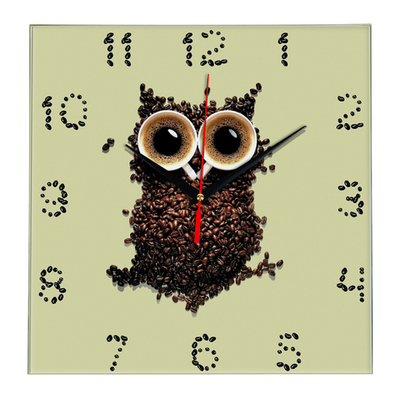 Настенные часы SouvenirClock Филин из зерен кофе, 28 см,