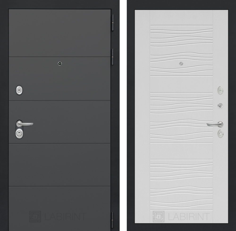 Дверь входная Лабиринт ART Графит 06 - Белое дерево металлическая