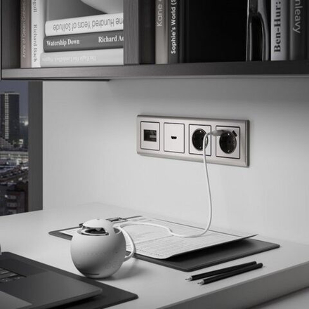 Накладка для розетки HDMI (глянцевый никель)