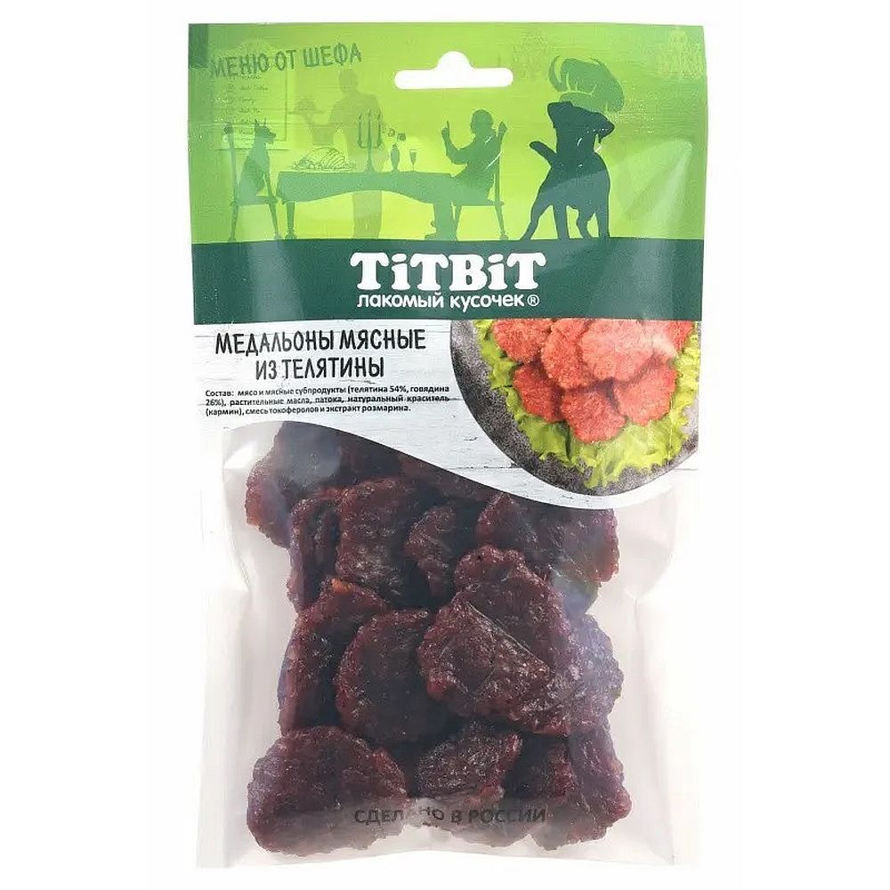 Лакомство для собак TitBit Медальоны мясные из телятины 80 г