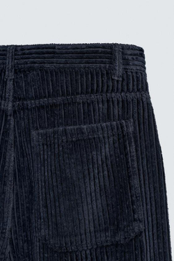 ZARA ВЕЛЬВЕТОВЫЕ БРЮКИ BAGGY FIT, МОРСКОЙ СИНИЙ