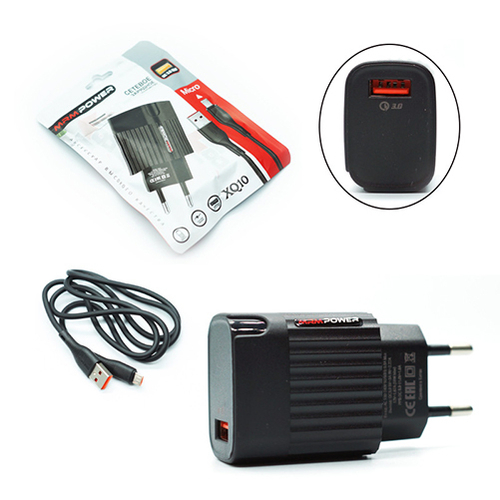 Сетевое зарядное устройство с кабелем SAMSUNG 3.1A XQ-10-V8 (5005) черный 1USB QC3.0