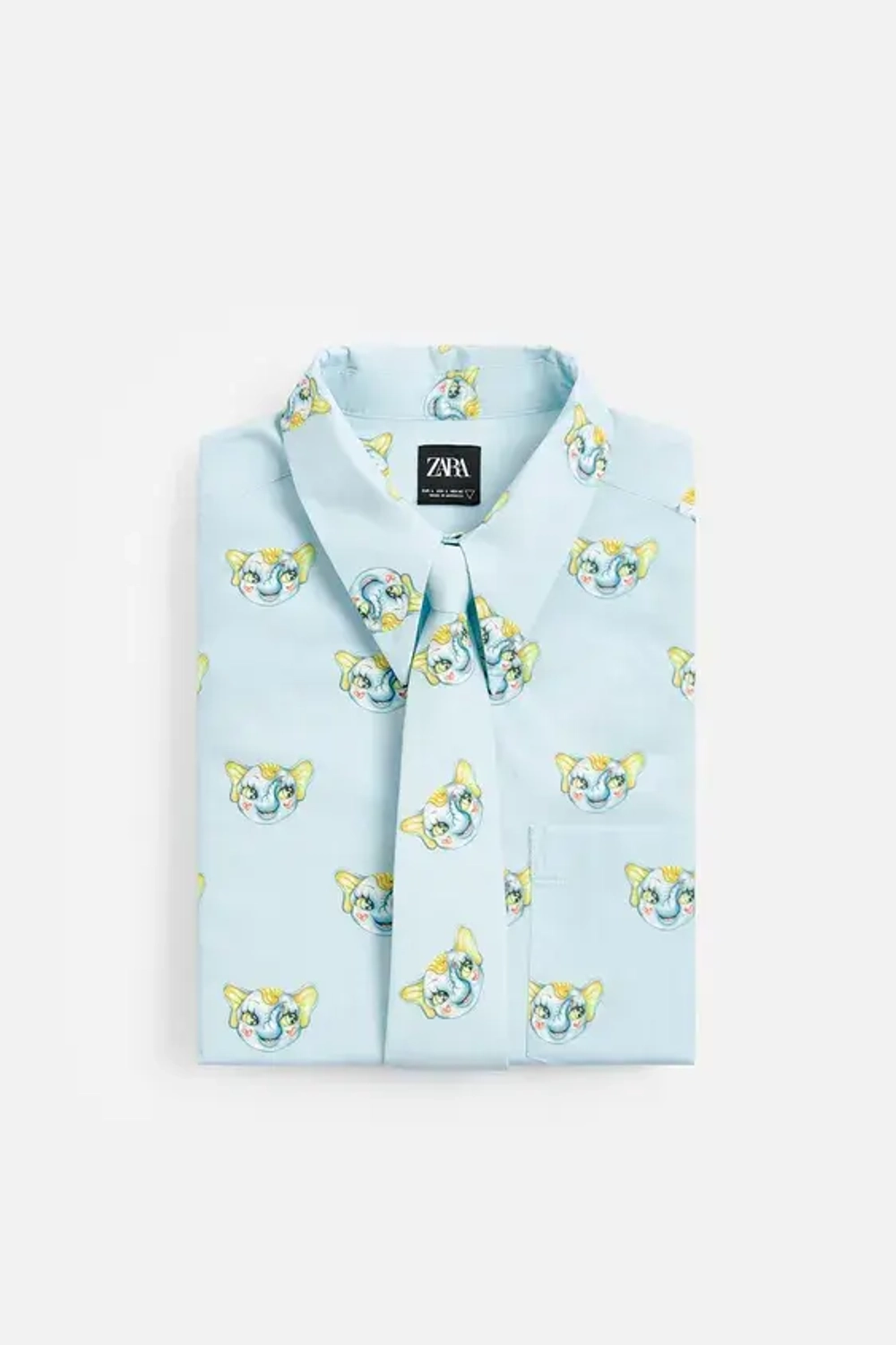 ZARA X HARRY LAMBERT, ГАЛСТУК С ПРИНТОМ, НЕБЕСНО-ГОЛУБОЙ