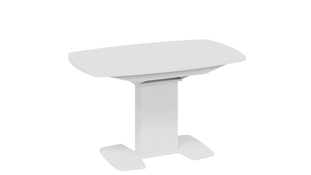 Стол кухонный обеденный раздвижной Белый глянец/Стекло глянцевое белое 130(162)х80х75 см