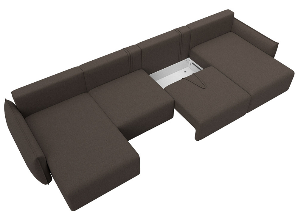 Диван П-образный Лига-051 НПБ Лонг РОГОЖКА Амур 05 коричневый