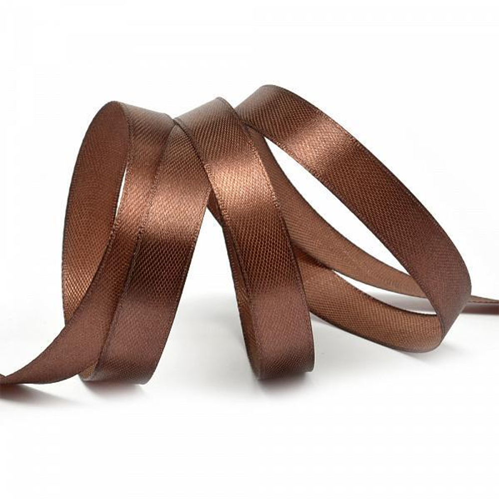 Лента атласная 12 мм коричневая