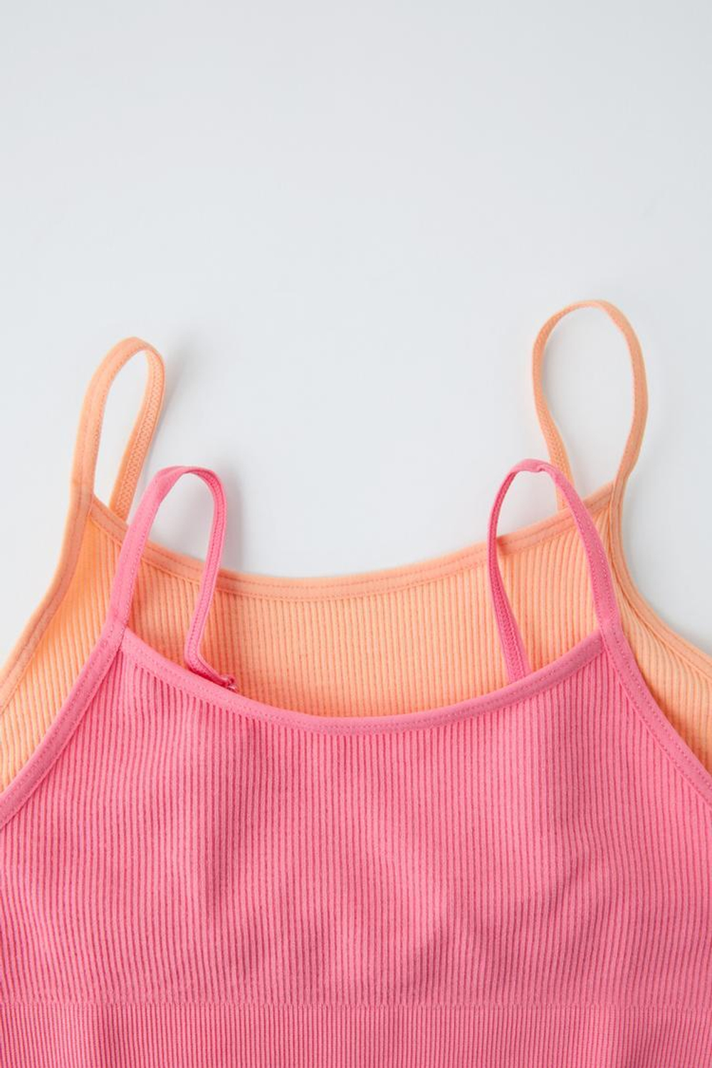 ZARA НАБОР ИЗ ДВУХ ТОПОВ SEAMLESS, МАНДАРИНОВЫЙ