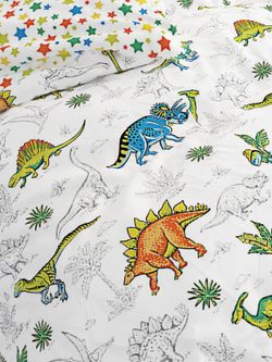 Постельное белье Сказка "Динозавры/Фейерверк" 1,5-сп Наволочка 50х70 см 1 шт Простынь на резинке 90х200 см Пододеяльник 145х215 см, перкаль