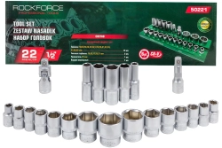 Набор торцевых головок RF-50221: 1/2"DR (10-32мм) универсальный профиль 22пр. ROCKFORCE