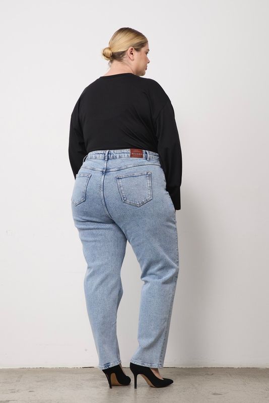 Джинсы mom fit, светло-голубой