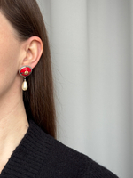 Серьги с красной эмалью и «жемчугом» Vivienne Westwood (только онлайн)