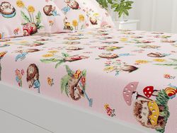 Простынь на резинке Сказка "Ёжики" 160х200 см, поплин