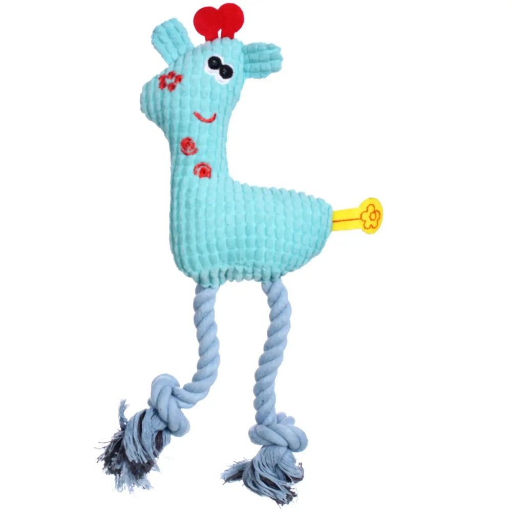 Игрушка для собак малых и средних пород «ЗООГРАД», жирафик, цвет голубой, с пищалкой, 26см (лейбл)