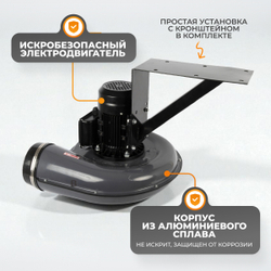 WDK-87619 Вентилятор для вытяжки выхлопных газов, 1900 м3/час, 0,75 кВт, 220В