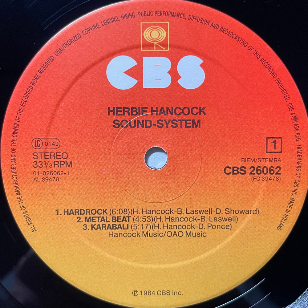 Herbie Hancock ‎– Sound-System (Голландия 1984г.)