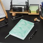 Ежедневник датированный 2022 А5 138x213 мм BRAUBERG "Marble", под кожу, бирюзовый мрамор, 112744