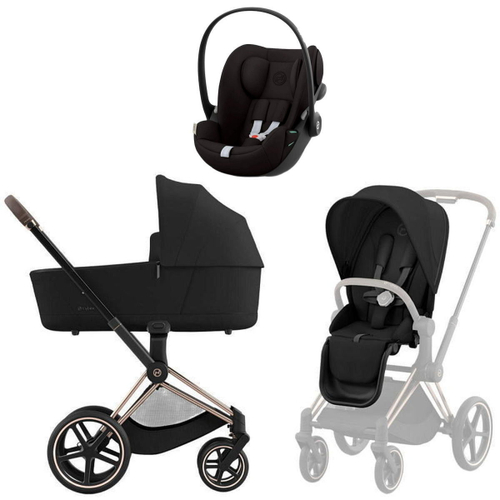 Коляска Cybex Priam IV Rosegold complete и автокресло Cloud G i-Size Magic Black 3 в 1 Sepia Black