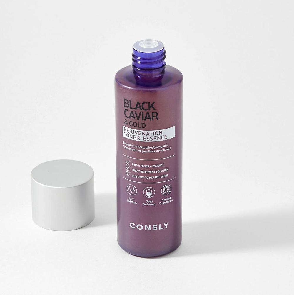 Consly Тонер-эссенция с черной икрой и золотом - Black caviar & gold rejuvenation, 200мл