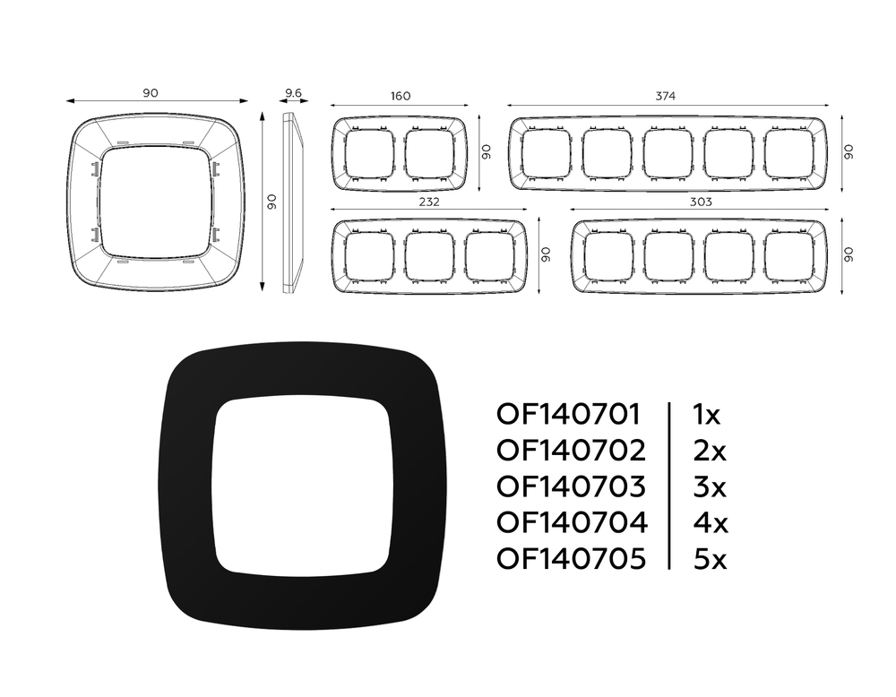 OF140701 Рамка OMEGA Ecta (Черный матовый) 1-ая