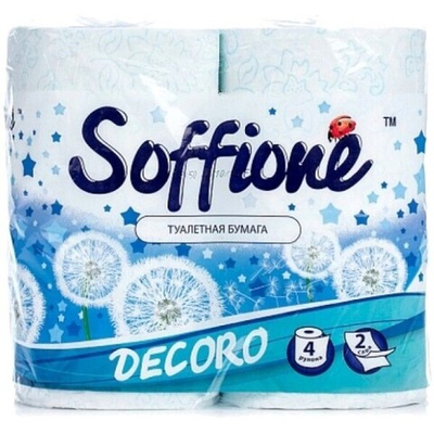 Бумага туалетная SOFFIONE Decoro Blue 2-х сл. 4 рул.