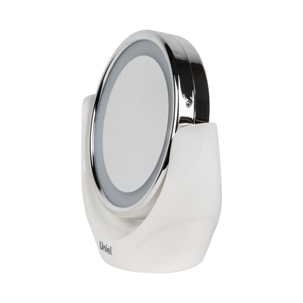 TLD-592 White-LED-13Lm-6000K-3АА Настольный светильник зеркало. На батарейках 3AAне в-к. Сенсорный выключатель. Белый. ТМ Uniel