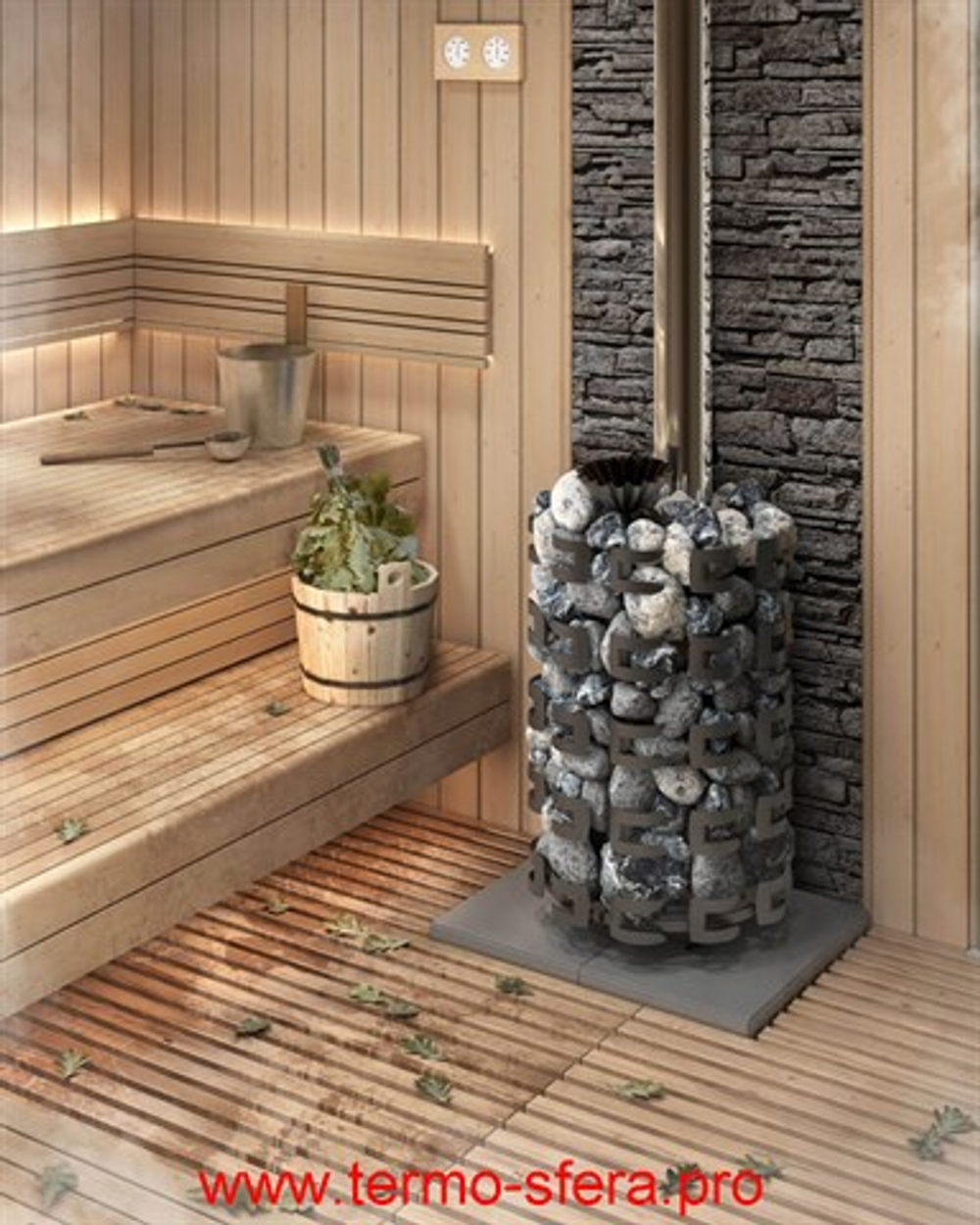 Банная печь-несетка Семирамида Inox Люмина антрацит ТМФ