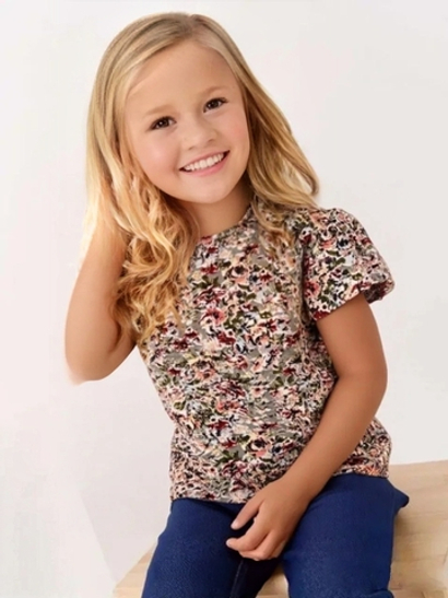 10542 Футболка для девочки кулирка цветочная полянка (64-122/128)