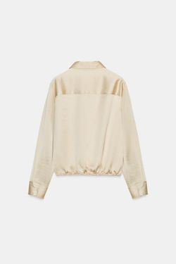 ZARA АТЛАСНАЯ РУБАШКА ZW WOMAN, ЭКРЮ