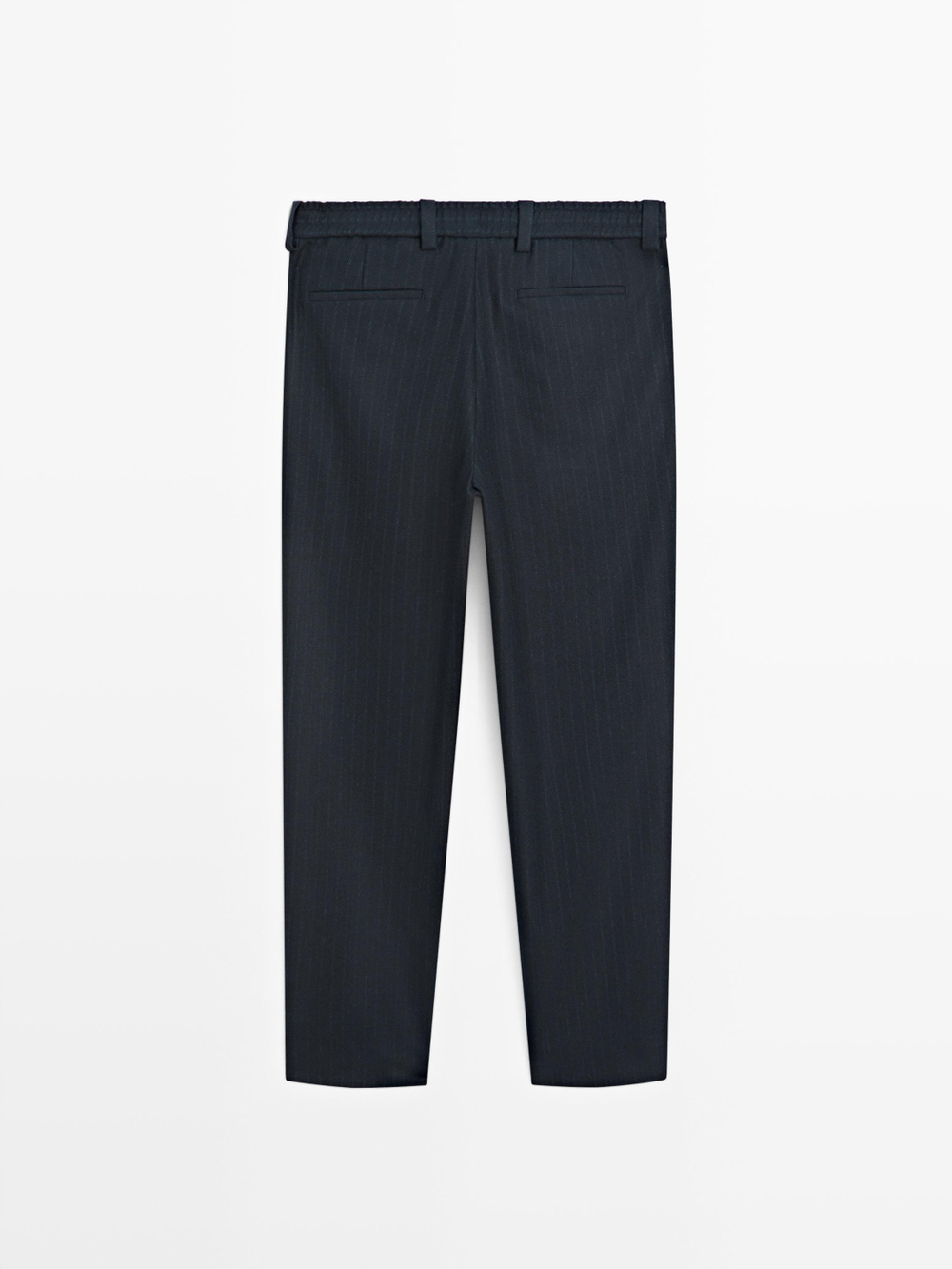 Massimo Dutti Фланелевые брюки с двойной полосой, темно-синий