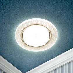 Светильник встраиваемый cо светодиодной подсветкой ЭРА DK LD51 CH/SHSL под лампу GX53 хром/серебро