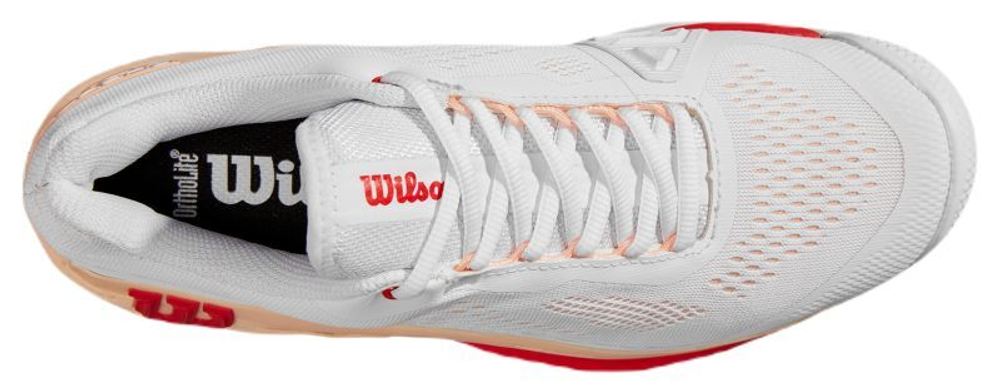 Женские Кроссовки теннисные Wilson Rush Pro 4.0 - white/peach parfait/infrared