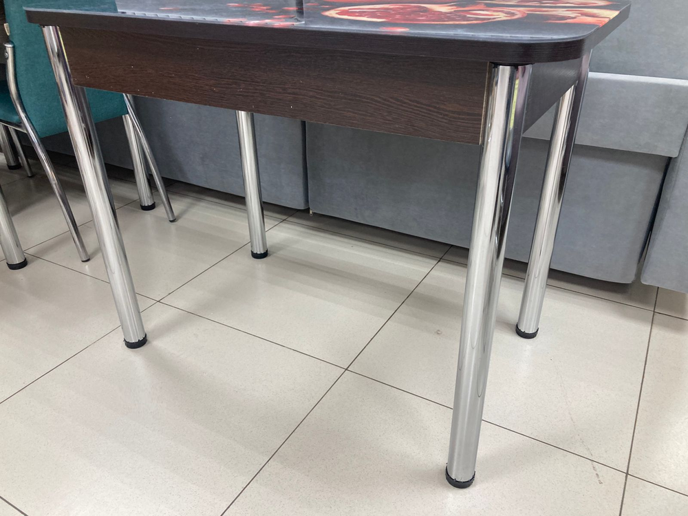 Стол неразд Прямоугольный подстолье прямое хром Царг.пояс венге Ст-ца гранат (венге) ф/п стекло