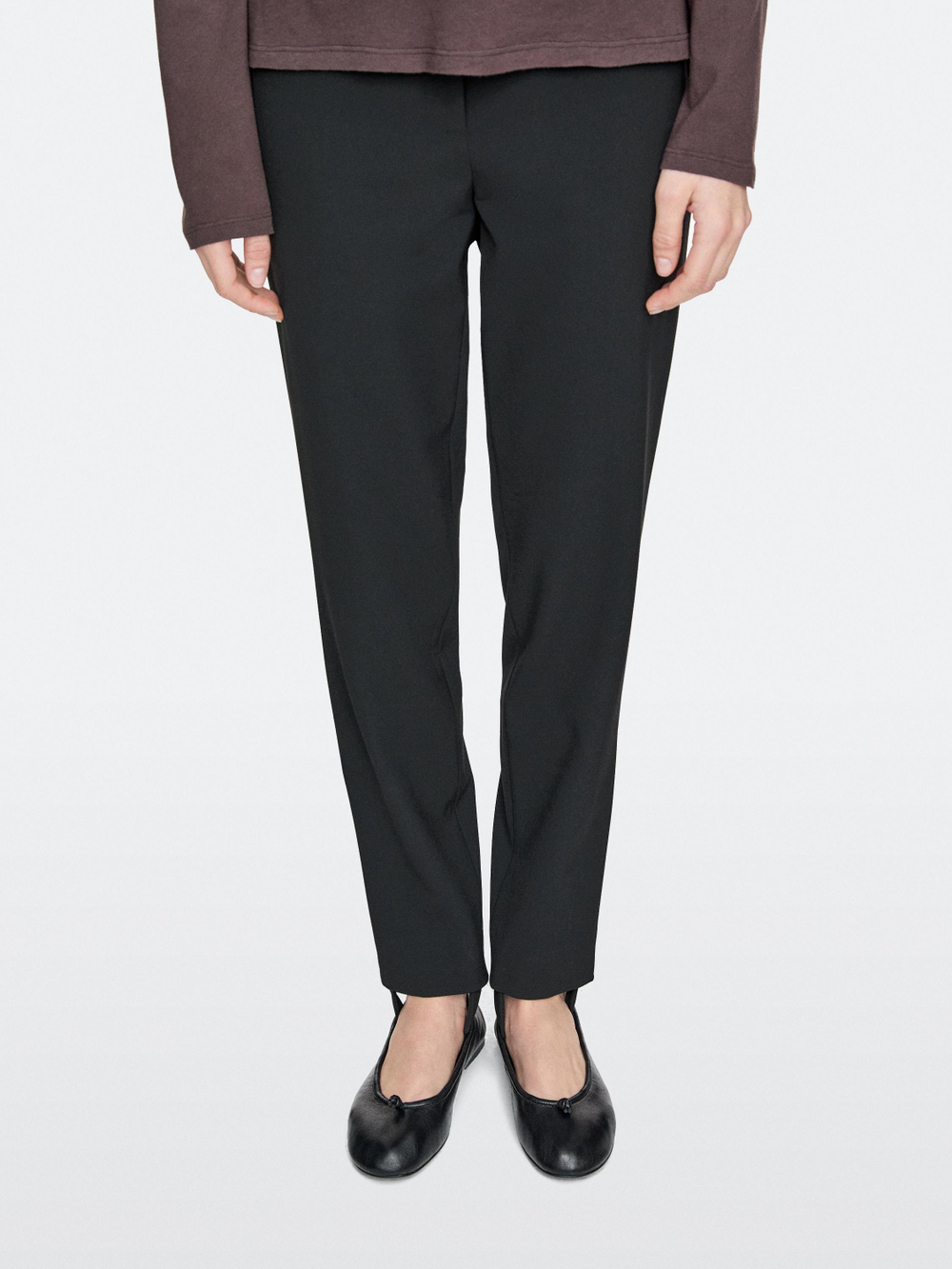 Massimo Dutti Кожаные балетки с узлом, черный