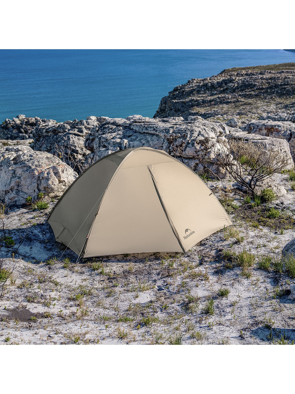 Палатка Naturehike Jiling PRO 2-местная, алюминиевый каркас, сверхлегкая, светло-коричневая
