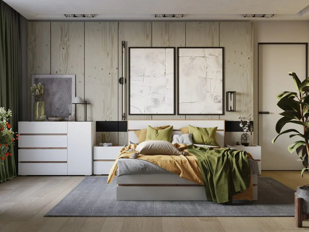 Комод Woodville Атлон белый, дуб вотан