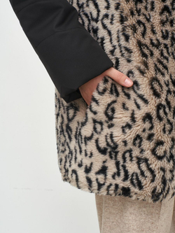 Шуба женская чебурашка тедди с капюшоном короткая, SilverFox (арт. 2204-021-7,4)