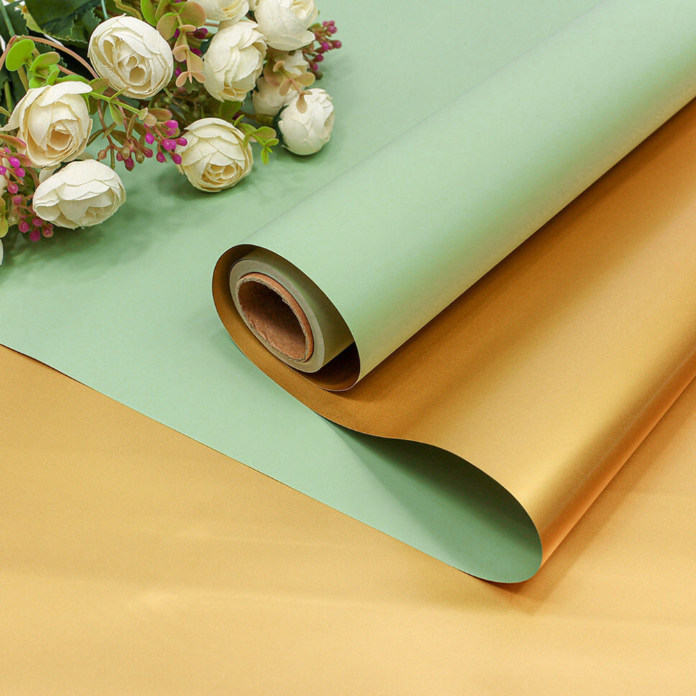 Пленка В рулоне 10 м х 58 см двухсторонняя (Зеленый, Золотой)