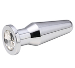 Серебристая втулка с прозрачным кристаллом - 10,2 см. (Цвет: прозрачный)