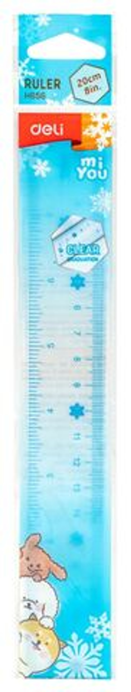 Линейка 20см пластик., двухсторонняя шкала, ассорти