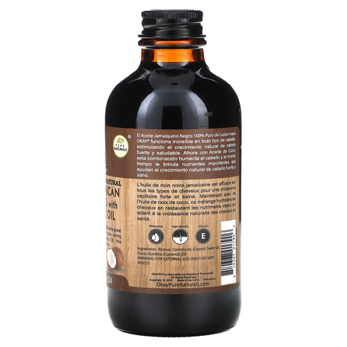 Okay Pure Naturals, Натуральное масло для волос, для темных волос, 118 мл (4 жидк. унц.)