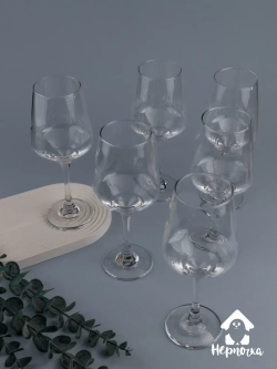 Набор бокалов для вина, 365 мл, 6 шт. с золотой каймой