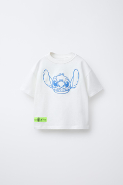 ZARA ФУТБОЛКА С ПРИНТОМ LILO & STITCH © DISNEY, ЭКРЮ