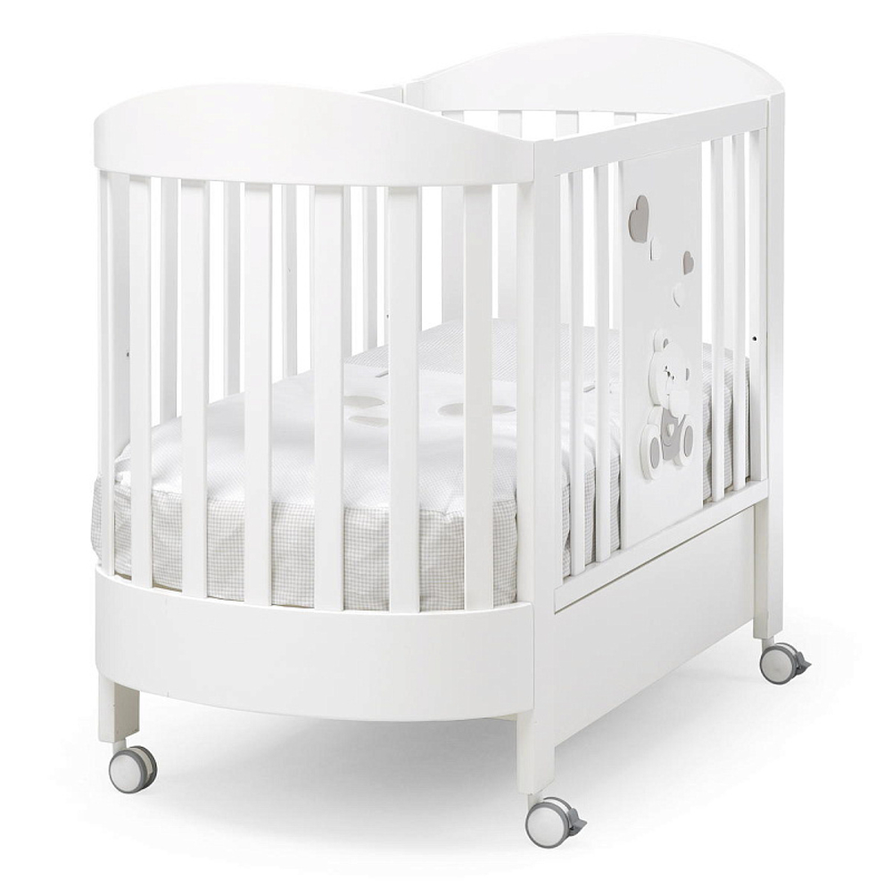 Детская кровать Erbesi Mirtillo овальная с матрасом белый