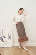 ЮБКА С ПЕРЬЯМИ СЕРО-БЕЖЕВЫЙ|ОРАНЖЕВЫЙ|КАКАО