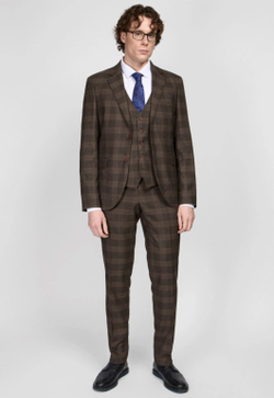 Мужской костюм тройка (темно-коричневый) В75
