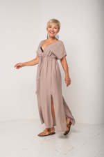 Платье длинное летнее пляжное легкое с запахом и разрезами для отдыха на море и в городе