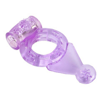 Фиолетовое эрекционное виброкольцо 2см с хвостиком ToyFa Basic 818038-4